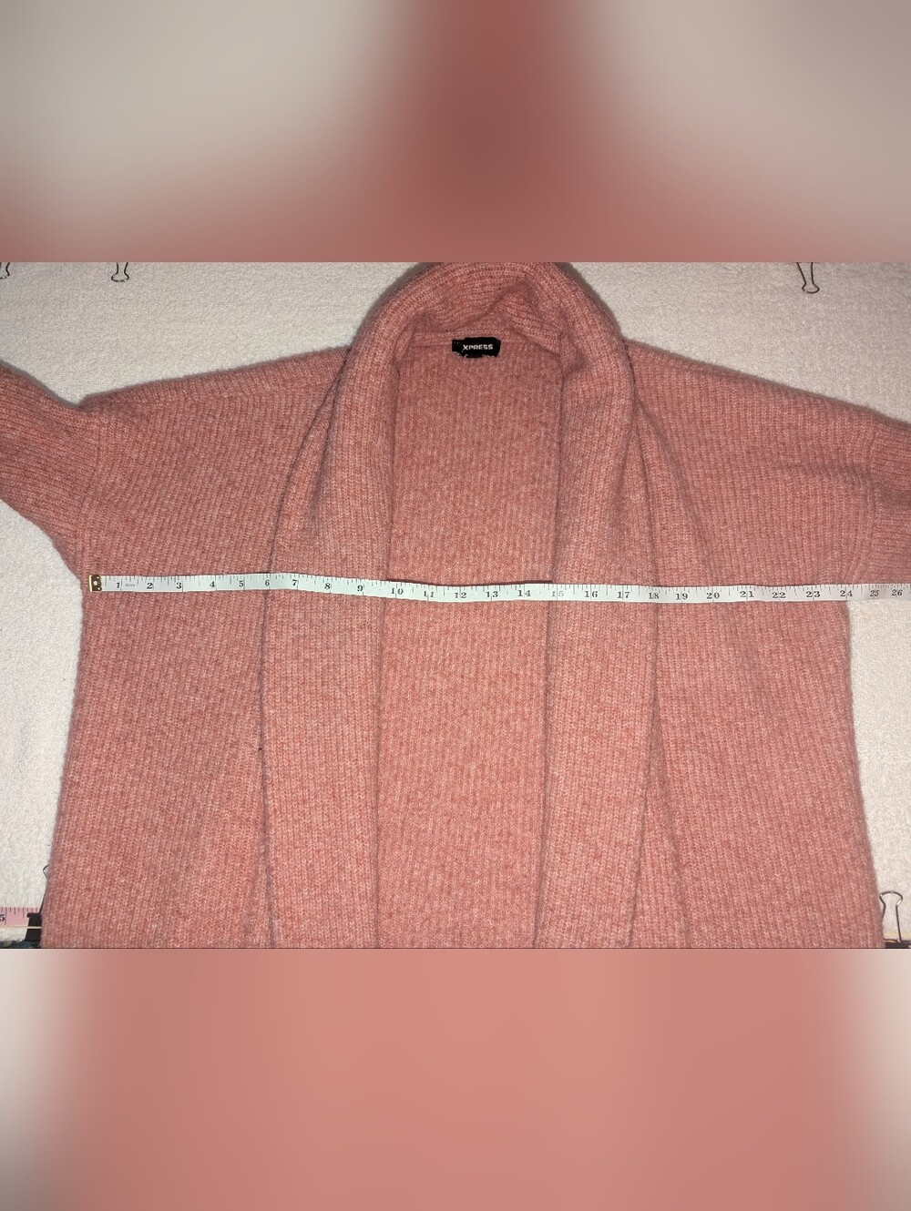 EXPRESS Ribbed Pink Open Cardigan Large - Picture 9 of 13
